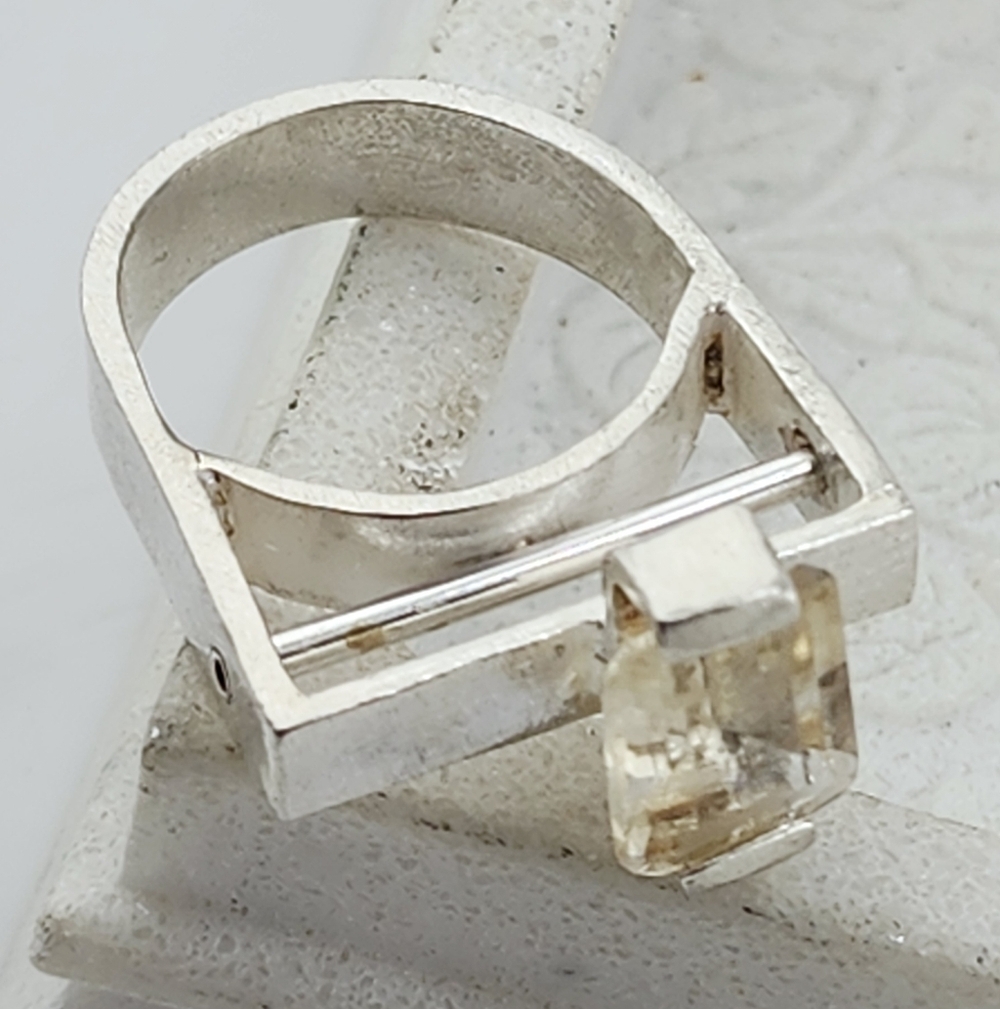 AVANT GARDE CITRINE EMERALS CUT RING HANDMADE IN STERLING SILVER SZ 7 - Picture 4 of 13